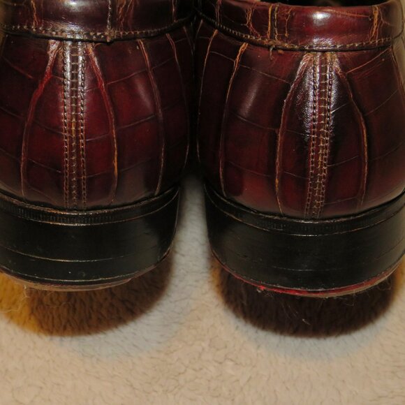 J.M. Weston 180 Burgundy Crocodile Split Toe Loafer 8.5 C - Picture 8 of 11